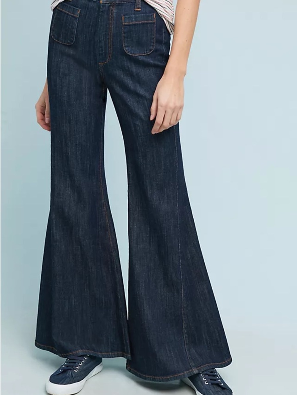 Pilcro and the Letterpress Dark Blue Wide-Leg Flare Jeans